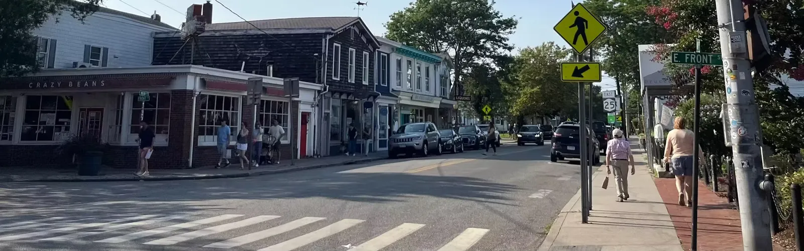 Shops along a street in Greenport village